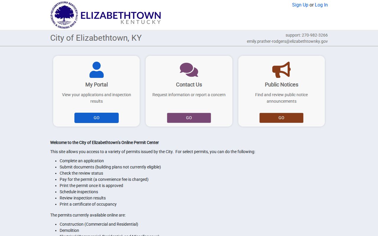Elizabethtown SmartGov permit and planning portal