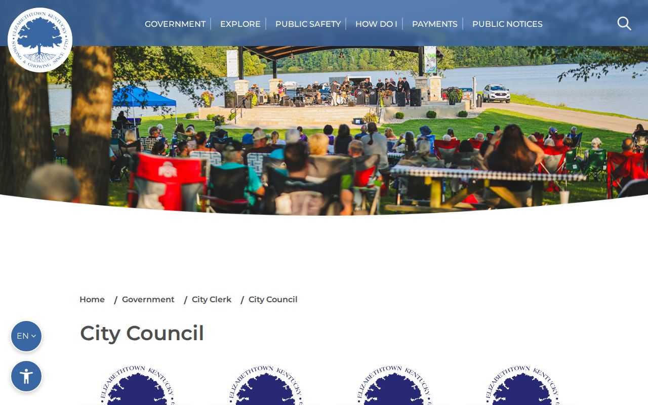 Elizabethtown City Clerk and council records page