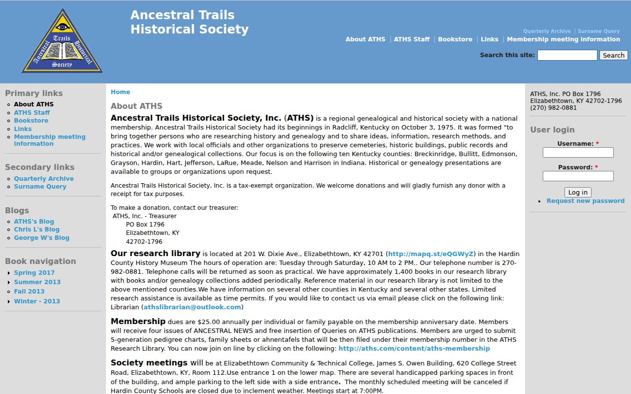 Ancestral Trails Historical Society research library information for Hardin County history