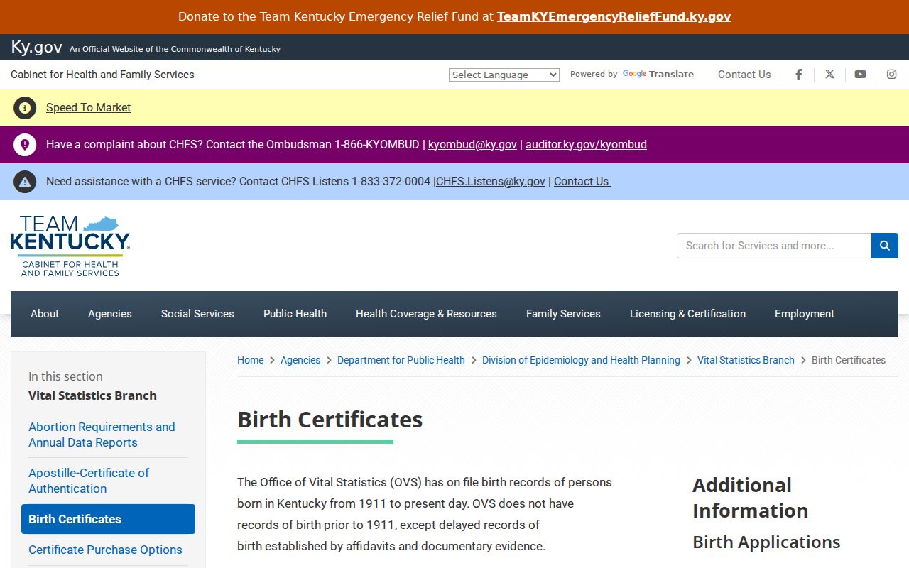 Elizabethtown resident lookup Kentucky birth certificate access