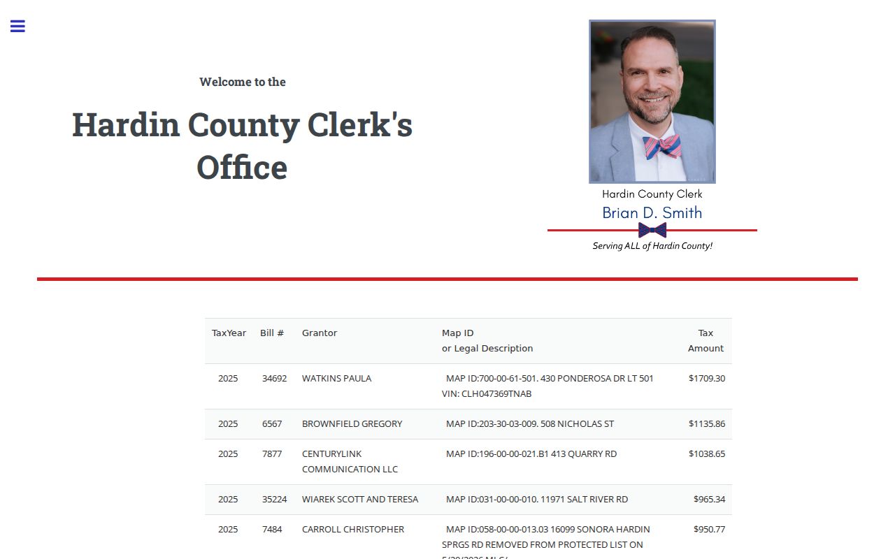 Hardin County delinquent tax search for Elizabethtown street research
