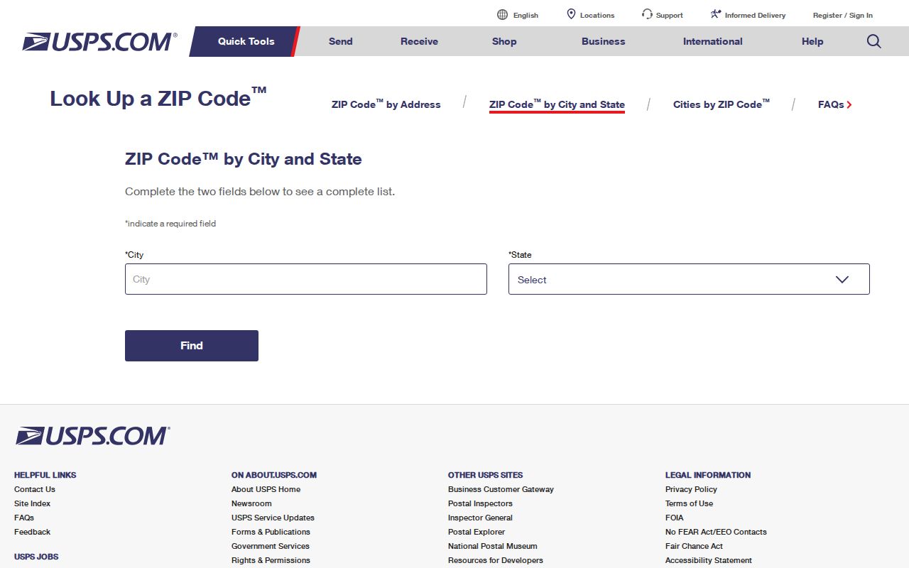 Elizabethtown ZIP code directory USPS lookup screen